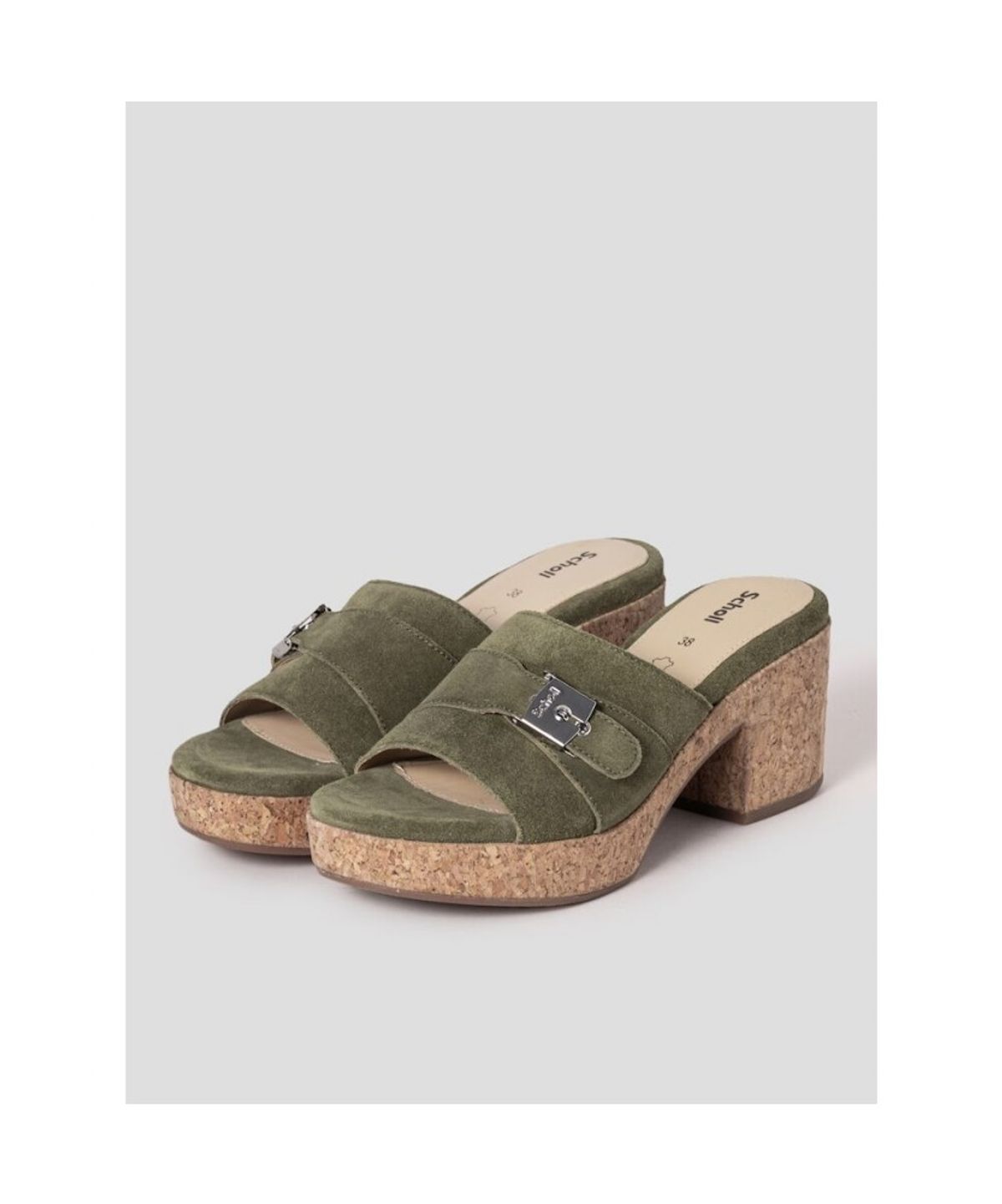 숄(SCHOLL) (WOMEN) 원스트랩 청키 샌들  카키 (HH54K2W11H)