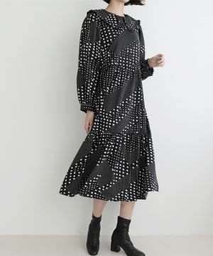 세일러 프릴카라 도트 롱원피스