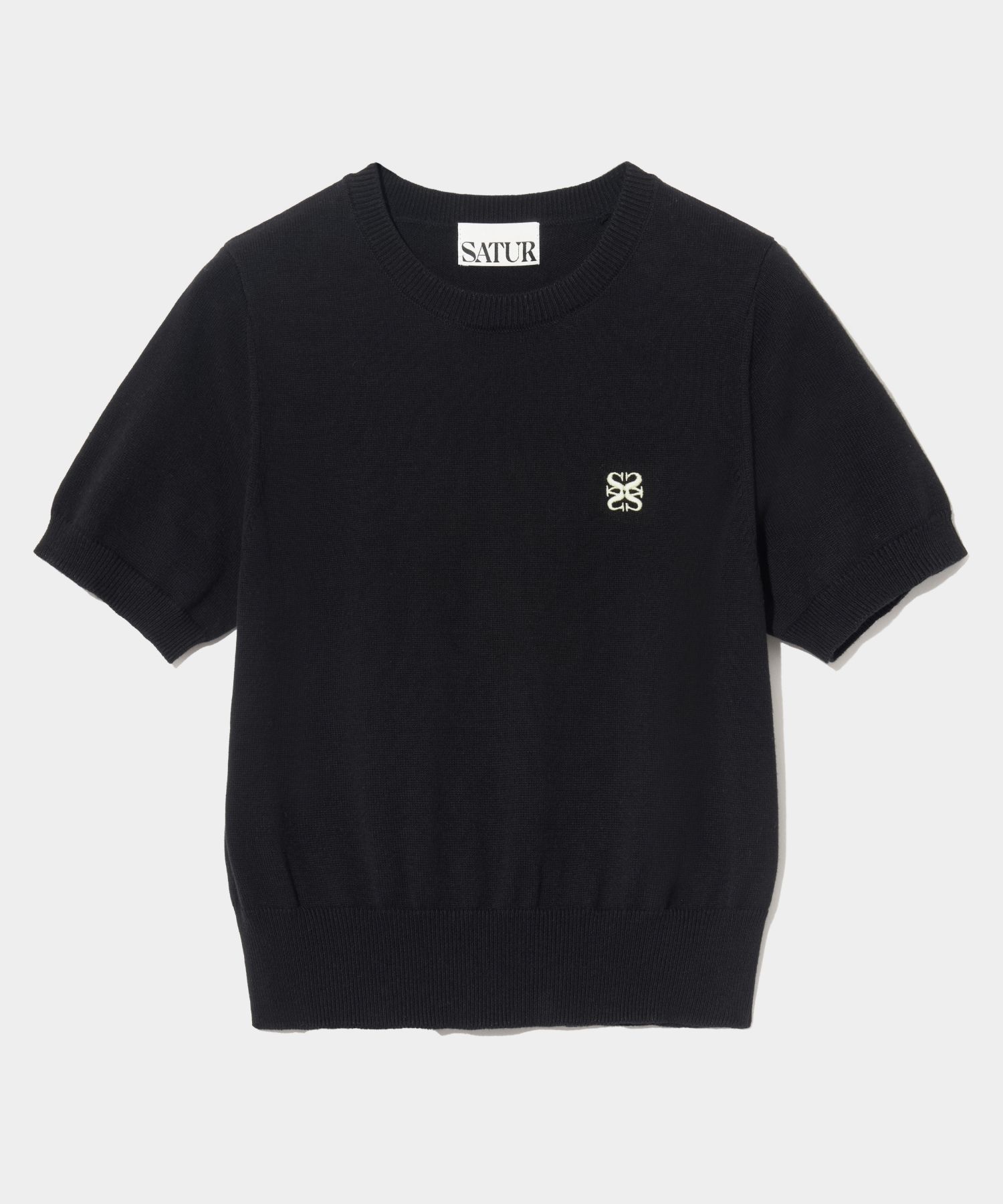 MUSINSA | SATUR (W) Classic Crew Neck Half Knit Black