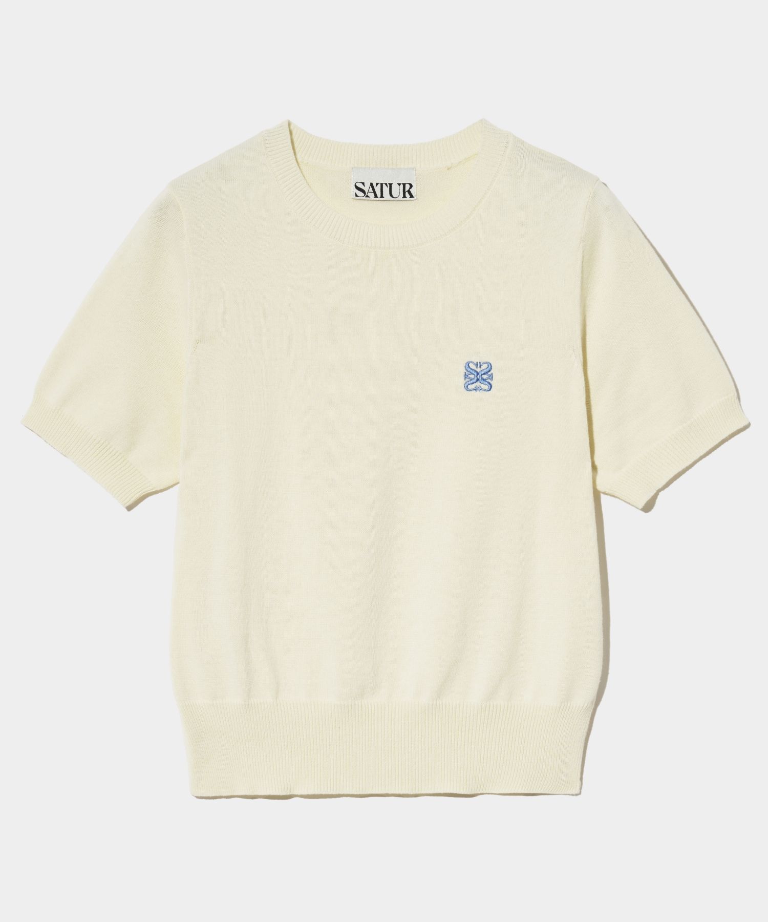 【SATUR】 Classic Crew Neck Half Knit /追跡付 satur SATUR (W) CLASSIC CREWNECK HALF KNIT (CREAM) (Creatrip)