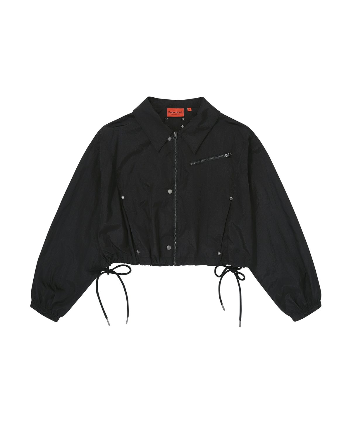 슈퍼드라이(SUPERDRY) W 글로시 나일론 크롭 자켓 블랙