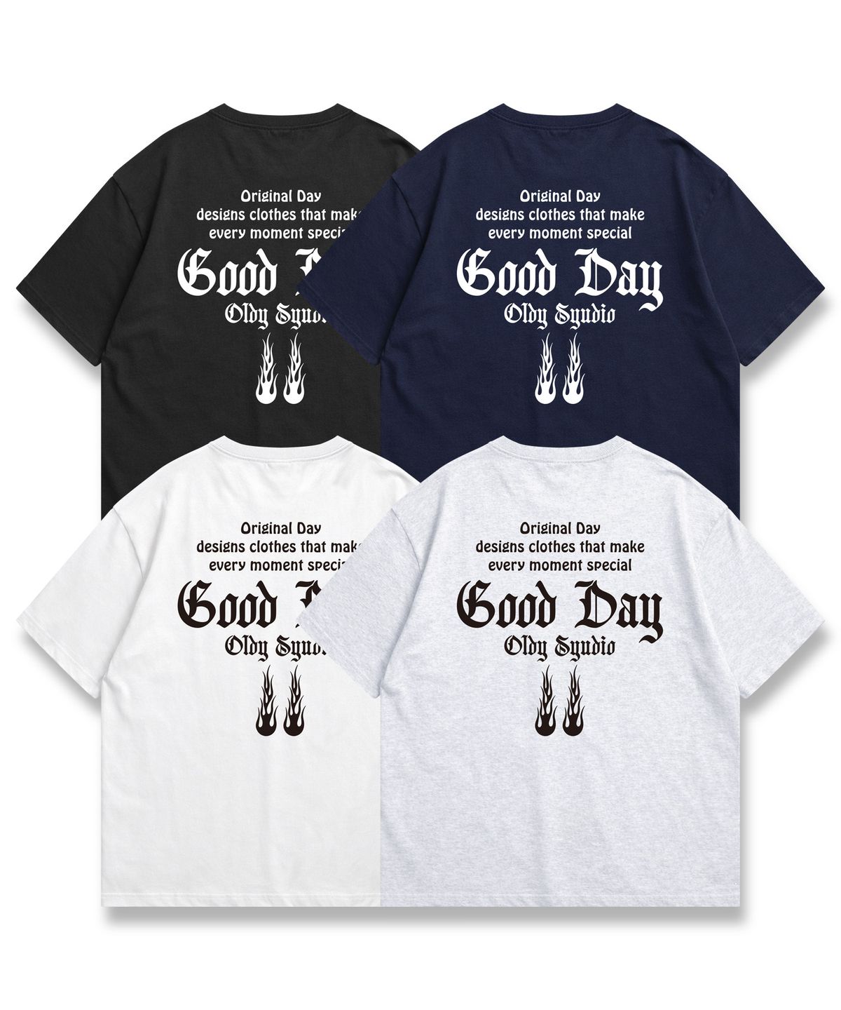오리지널데이(ORIGINALDAY) Fire Lettering 오버핏 반팔 티셔츠 4Color