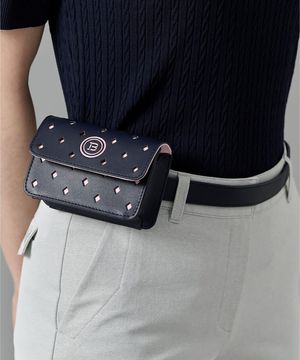 여성 그레이스 타공 벨트색 - 네이비