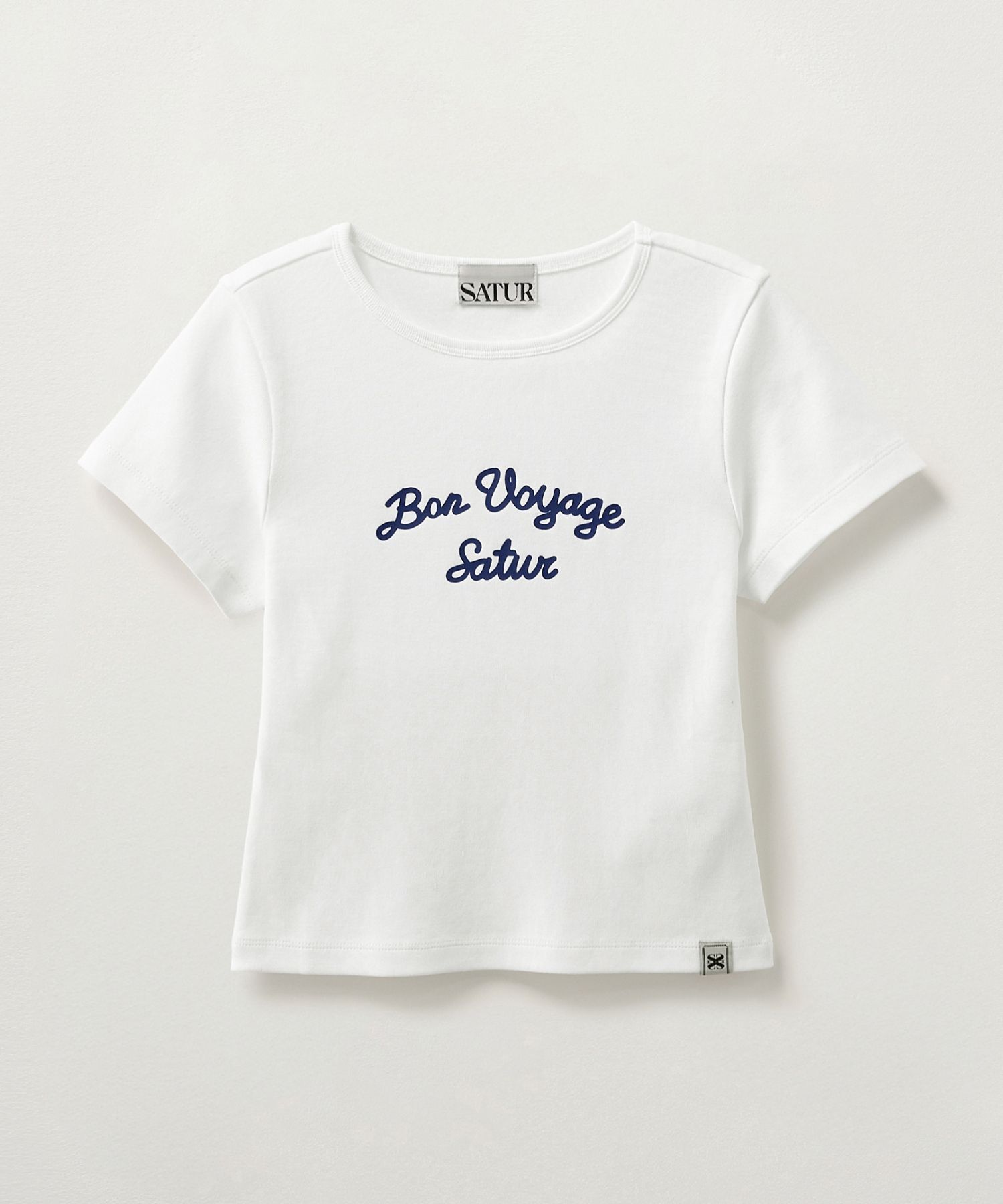 ★SATUR★ W Bon Voyage Slim Fit Crop T-Shirt Black SATUR | 세터