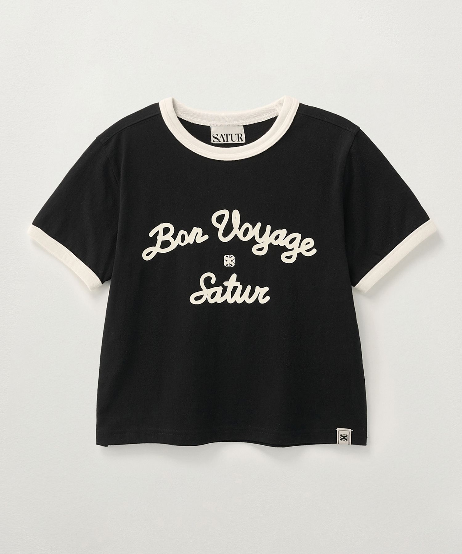 ★SATUR★ W Bon Voyage Ringer Short Sleeve T-Shirt Black SA2 MUSINSA | SATUR (W) Bon Voyage Ringer Short Sleeve T-Shirt Black