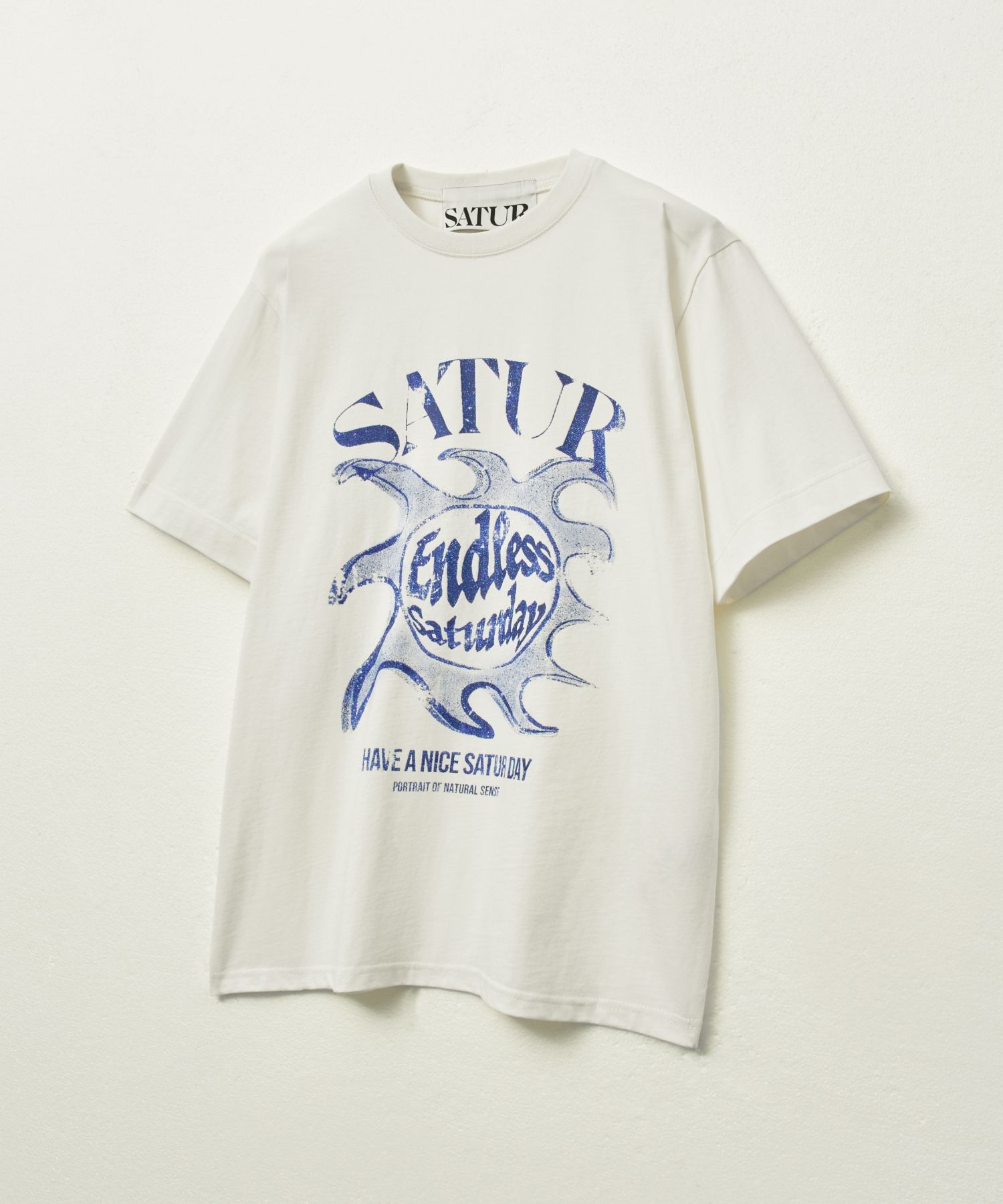MUSINSA | SATUR Sun Retro Graphic Short Sleeve T-Shirt Art Blue