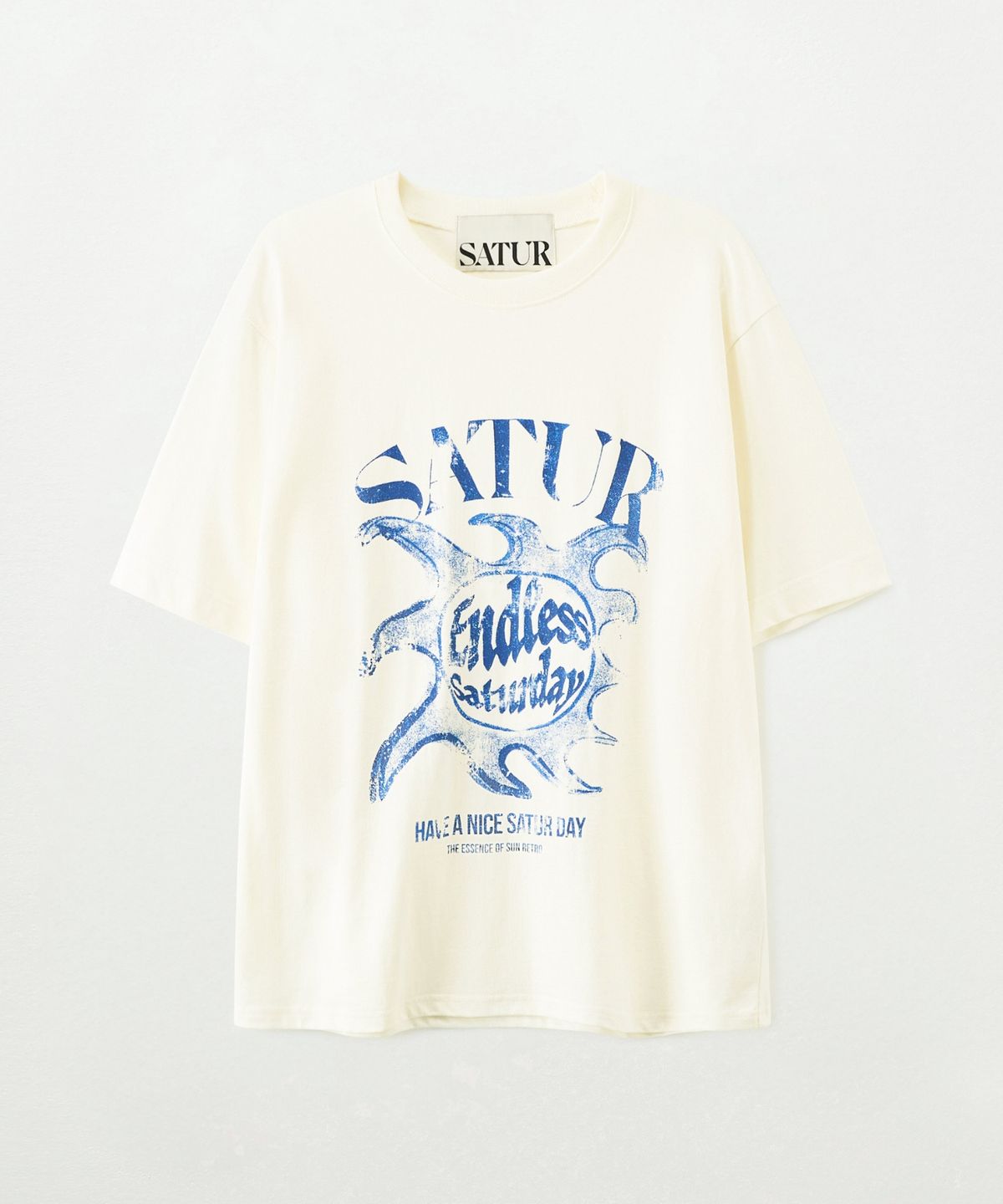세터(SATUR) 썬 레트로 그래픽 반팔 티셔츠 아트 블루