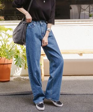 밴딩 롱 와이드 데님팬츠