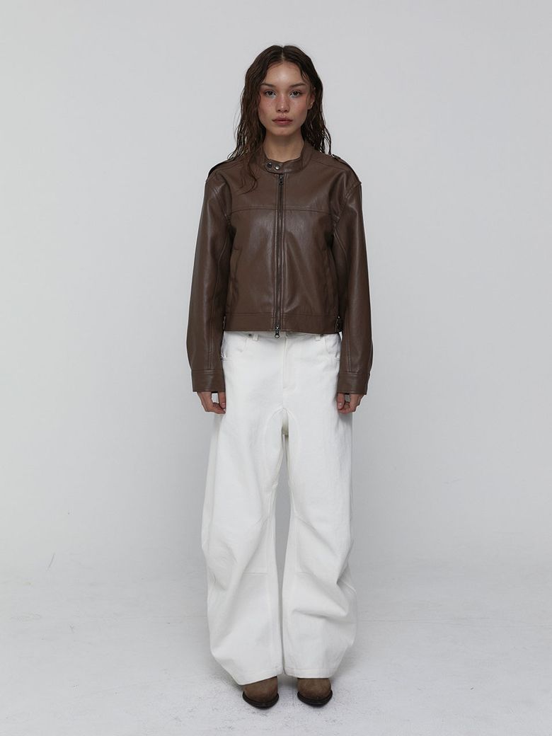 Curved Cotton Pants_White