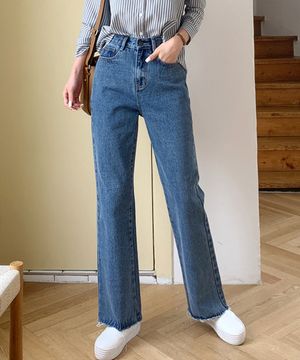 하이웨스트 롱 와이드 부츠컷 데님팬츠