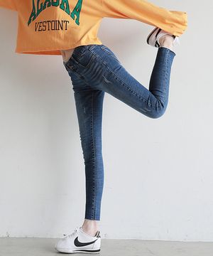 투버튼 속밴딩 스키니진