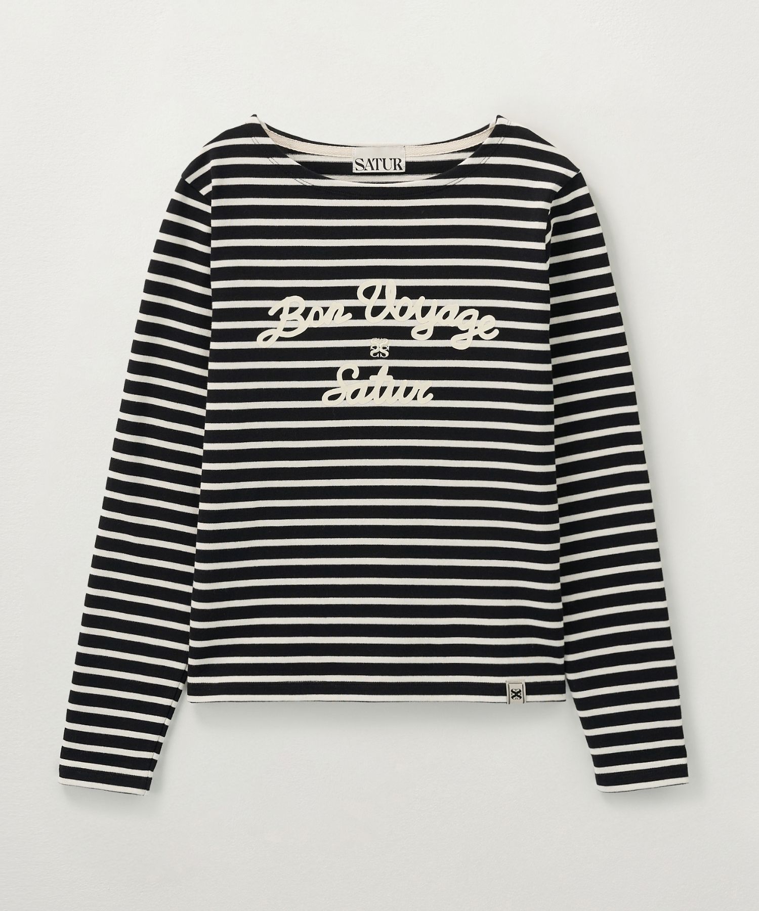 ★SATUR★Bon Voyage Border Long Sleeve satur SATUR (W) BON VOYAGE BORDER LONG SLEEVE (BLACK) (Creatrip)