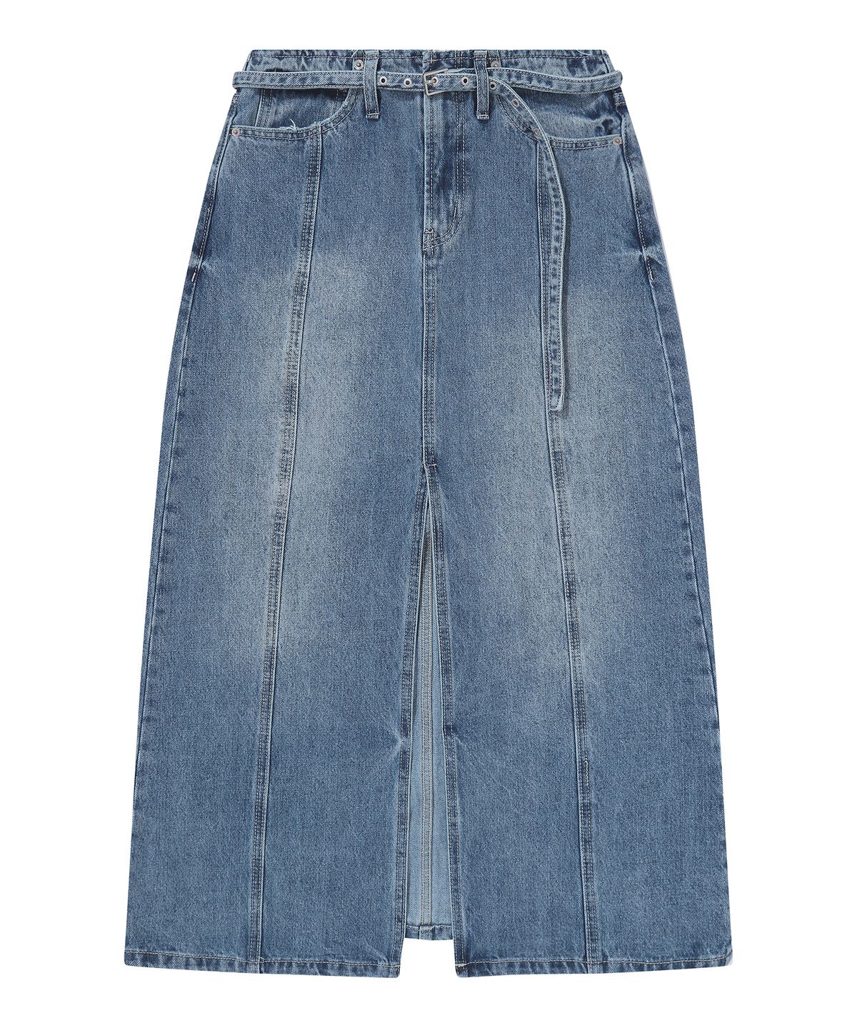 슈퍼드라이(SUPERDRY) W A 라인 데님 맥시스커트 미디움 인디고