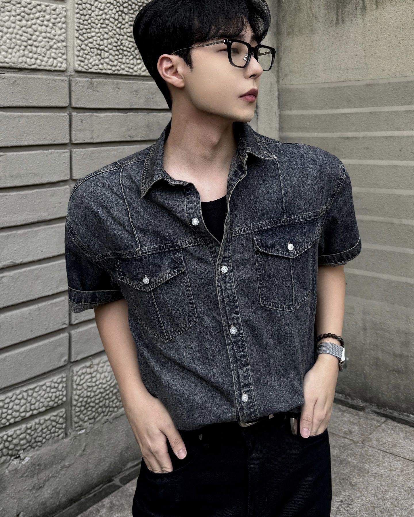 [여름 기획 원단] 커브드 배럴 데님 팬츠 (BLACK) source detail 46