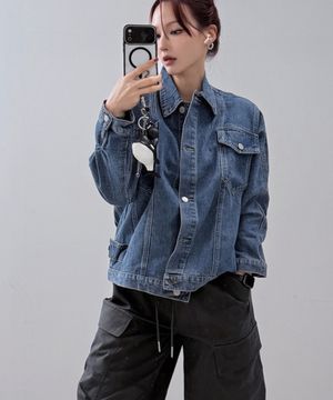 사이드버클 청 데님 자켓