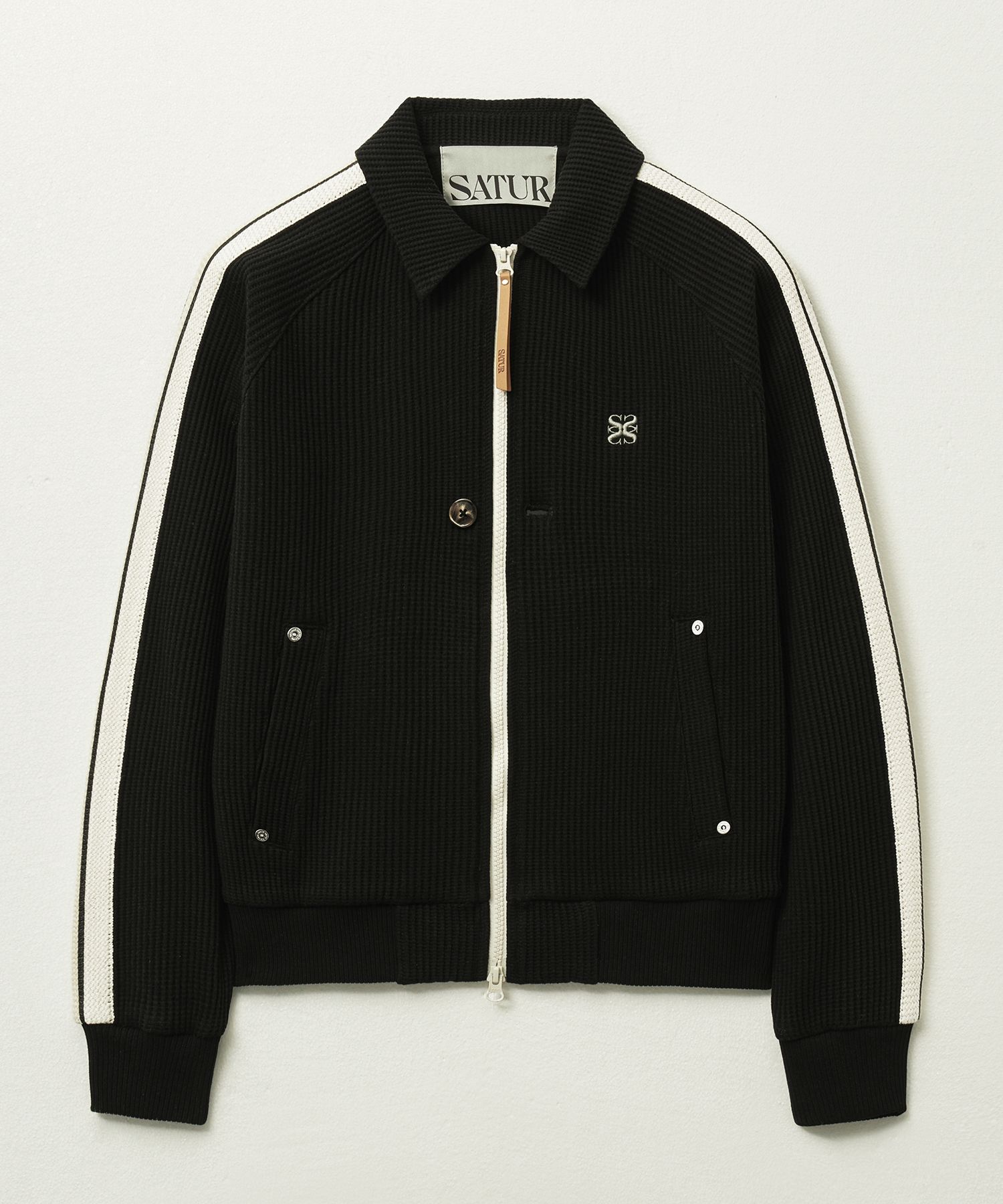 MUSINSA | SATUR (W) Lawton Waffle Collar Track Jacket Black