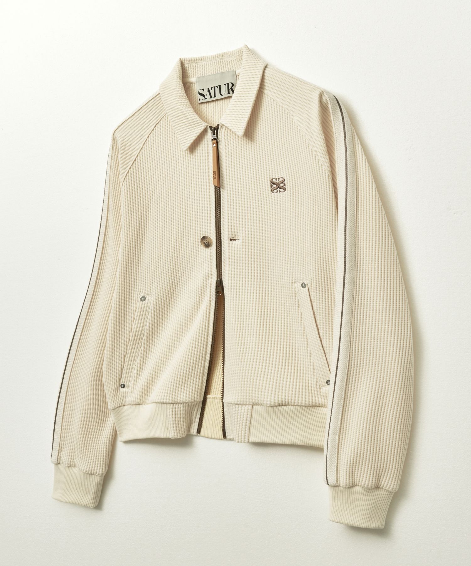 【SATUR】 Lawton Waffle Collar Track Zip-Up Jacket /追跡付 SATUR セター Lawton Collar Track Zip-Up Jacket ジップアップ