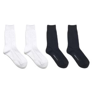 [화이트 블랙 4팩]WORK BASIC CABLE 베이직 케이블 양말