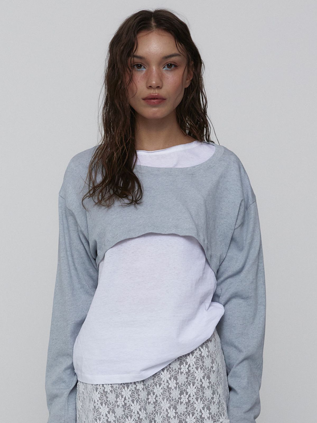 비수스(VISUS) Cotton Cropped Top_Skyblue