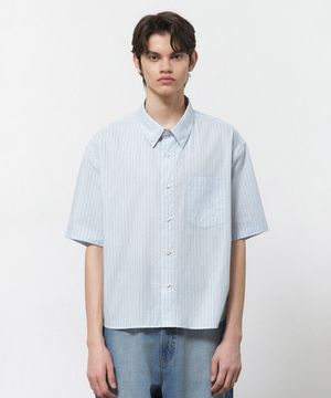 버디 크롭 반팔 셔츠 라이트블루 IESH5E403B1