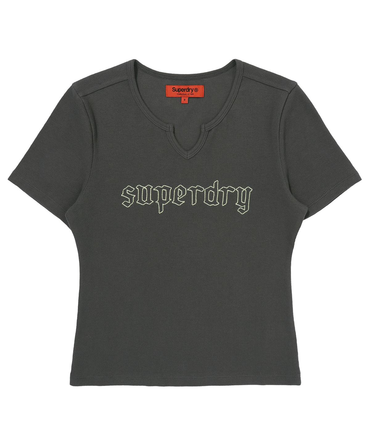 슈퍼드라이(SUPERDRY) W 홀 넥 립 티셔츠 다크 그레이