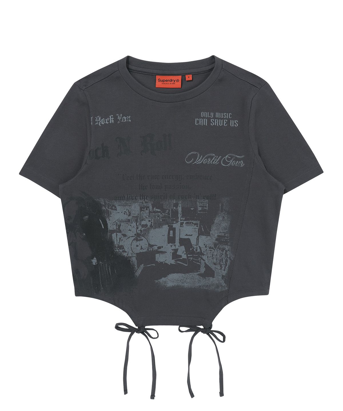 슈퍼드라이(SUPERDRY) W 스트링 티셔츠 챠콜