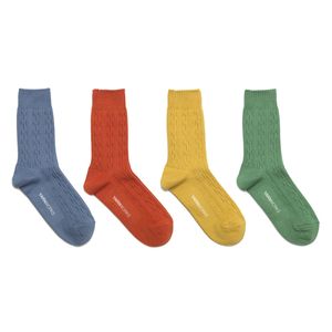 [비비드 컬러 4팩]WORK BASIC CABLE 베이직 케이블 양말