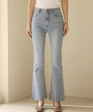 히든밴딩 컷팅 롱 슬림 스판 부츠컷 데님 팬츠