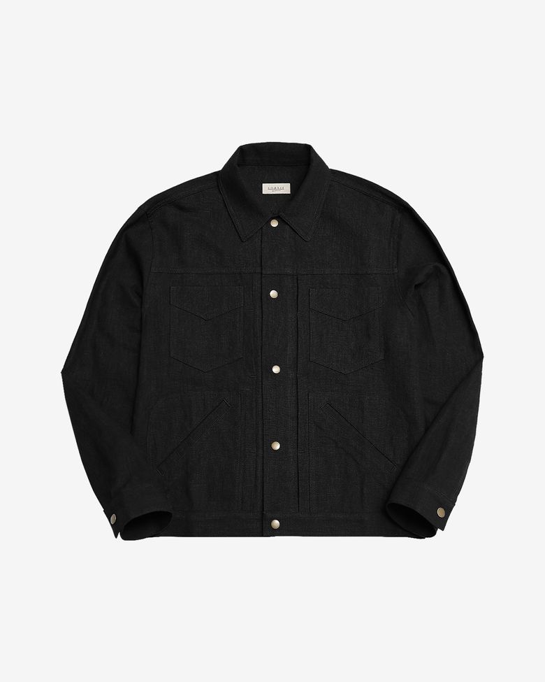Type-2 Linen Trucker Jacket (Black)
