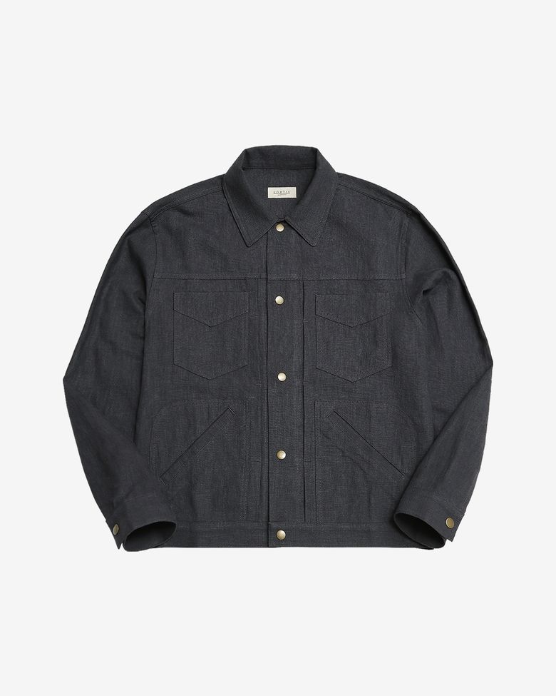 Type-2 Linen Trucker Jacket (Charcoal)