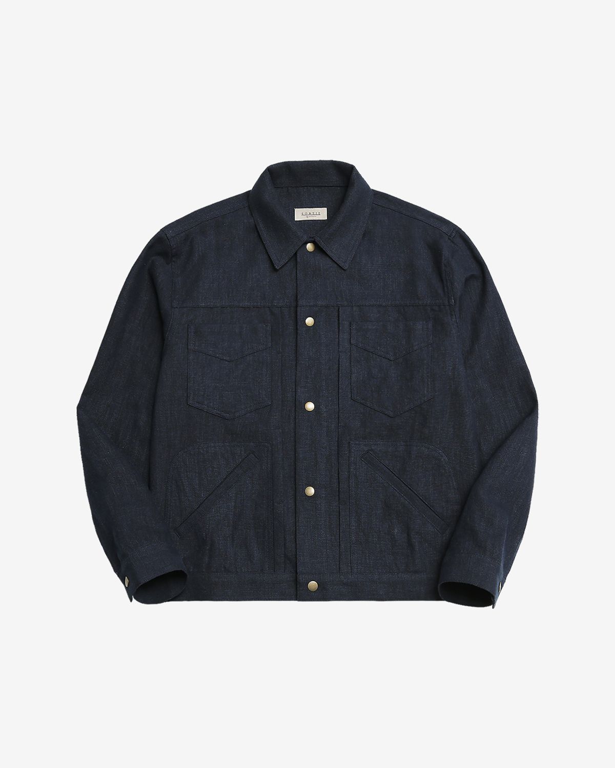 솔티(SORTIE) Type-2 Linen Trucker Jacket (Navy)
