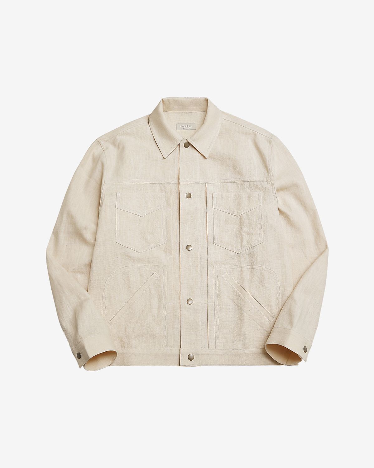 솔티(SORTIE) Type-2 Linen Trucker Jacket (Ivory)