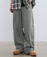 데미지 워시드 데님 팬츠-그레이