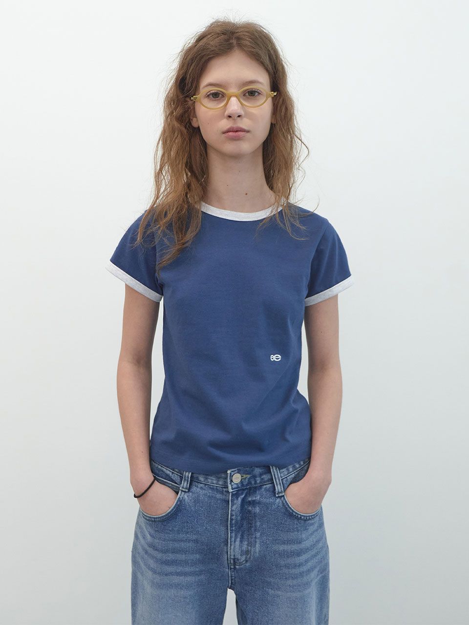 【ENZO BLUES】Double Logo Ringer T-Shirt リンガー Tシャツ MUSINSA公式 | ENZO BLUES Double Logo Ringer T-Shirt (Blue)