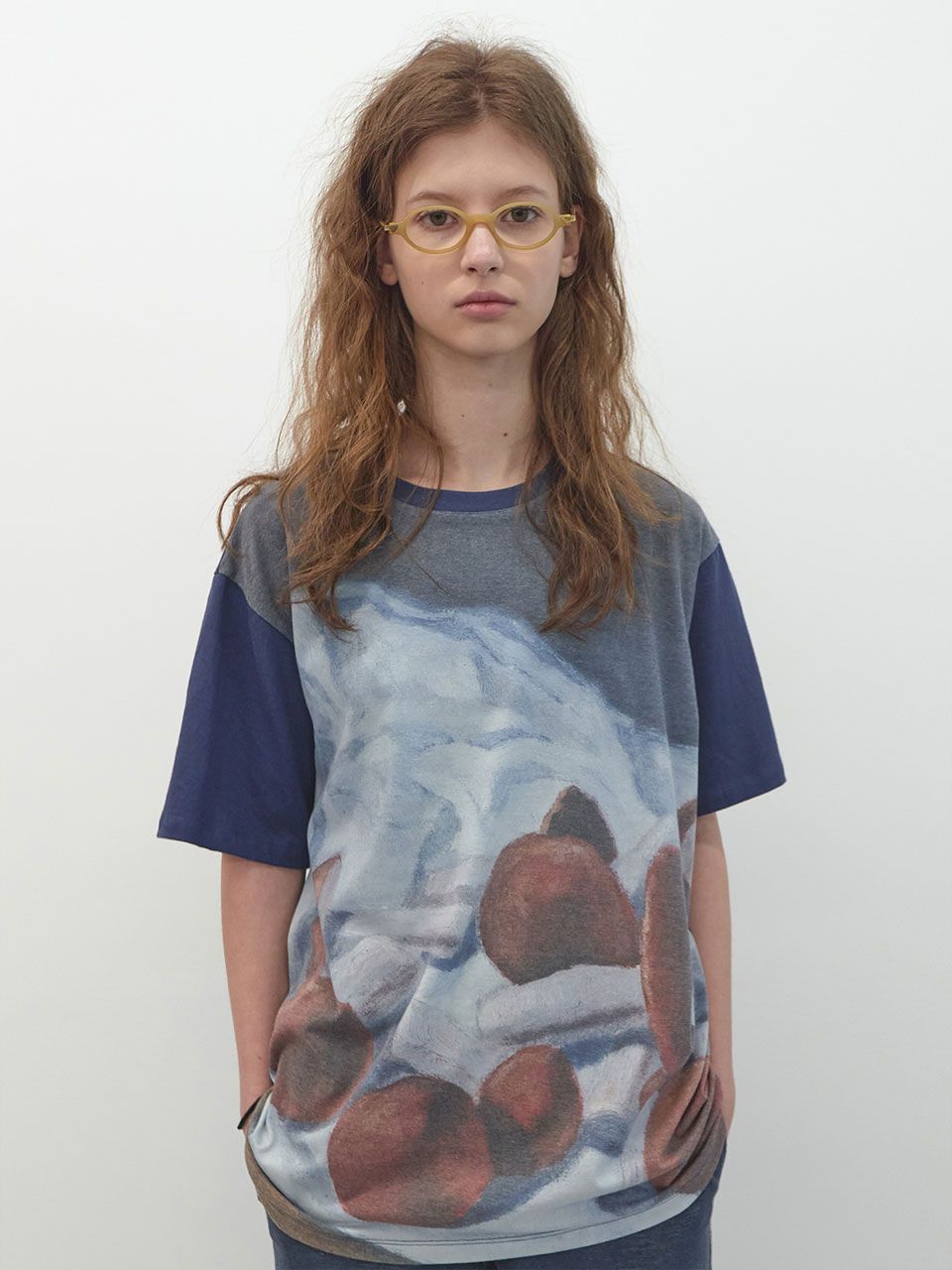 ENZO BLUES ♥ MUSHROOM Boxy T-shirt / 追跡付 MUSINSA公式 | ENZO BLUES MUSHROOM Boxy T-Shirt (Navy)