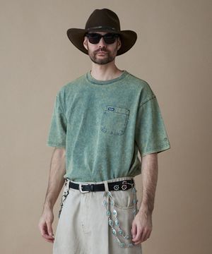 인디고 틴워싱 포켓 반팔티 옐로우_FR2KT31U