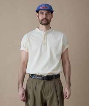 페이디드 코튼 헨리넥 숏 슬리브 아이보리_FR2KT45U