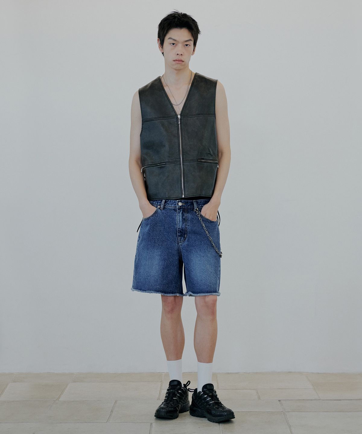 누아클레(NUAKLE) 데님 쇼츠_블루