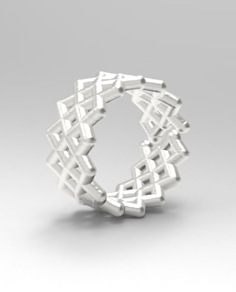 RAY  DOUBLE RHOMBUS OPEN RING [STERLING SILVER] 패턴 오픈 링 925 실버 반지