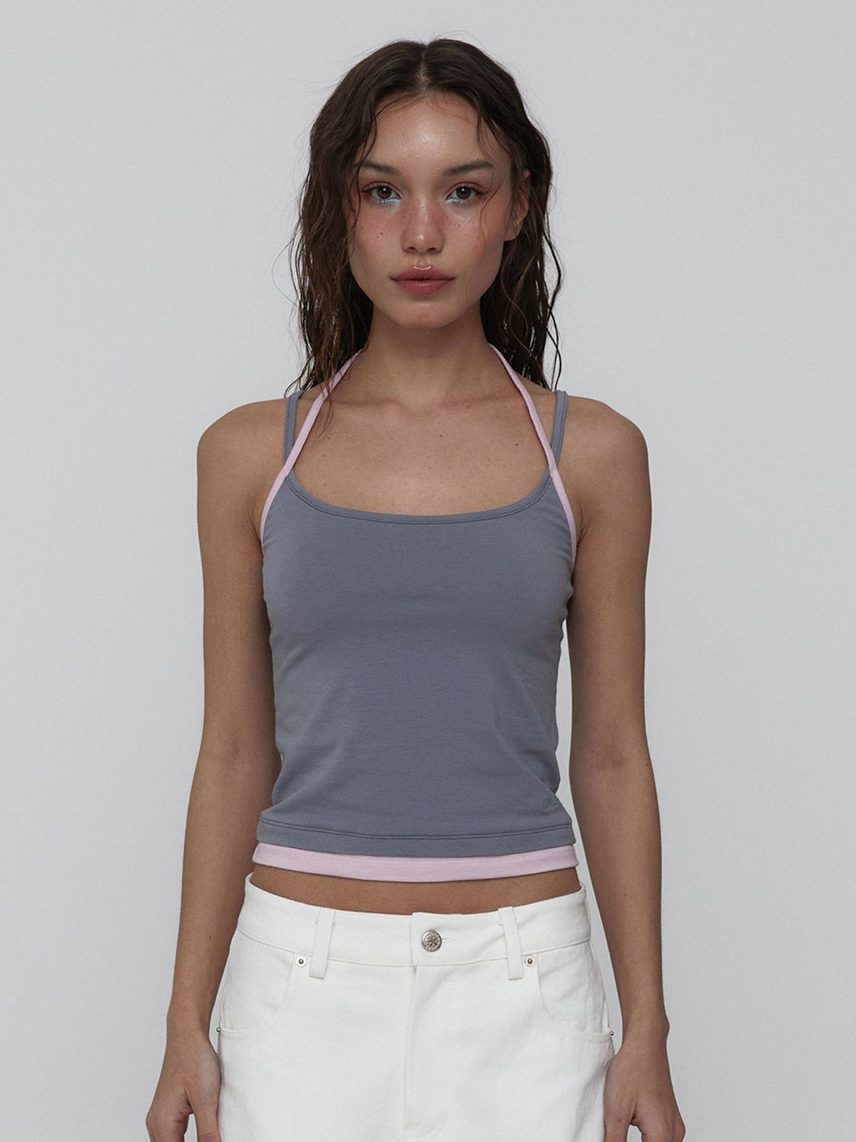 비수스(VISUS) Layered Halter Top_Grey