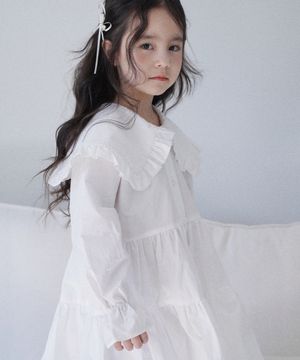 [키즈] 러플 셔츠 원피스_화이트