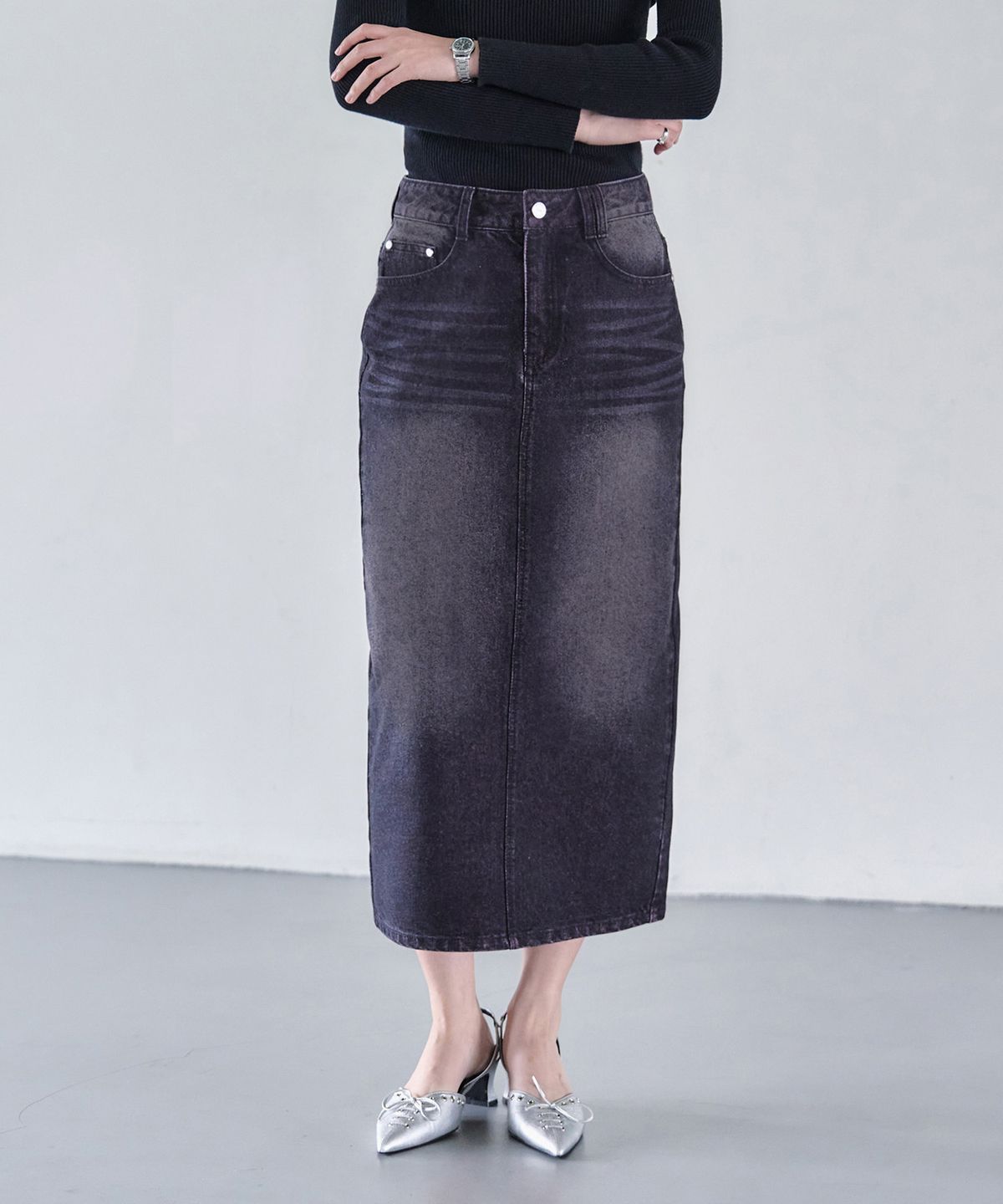데케트 우먼(DECET WOMEN) Signature Long Skirt DCSK003BlackPink