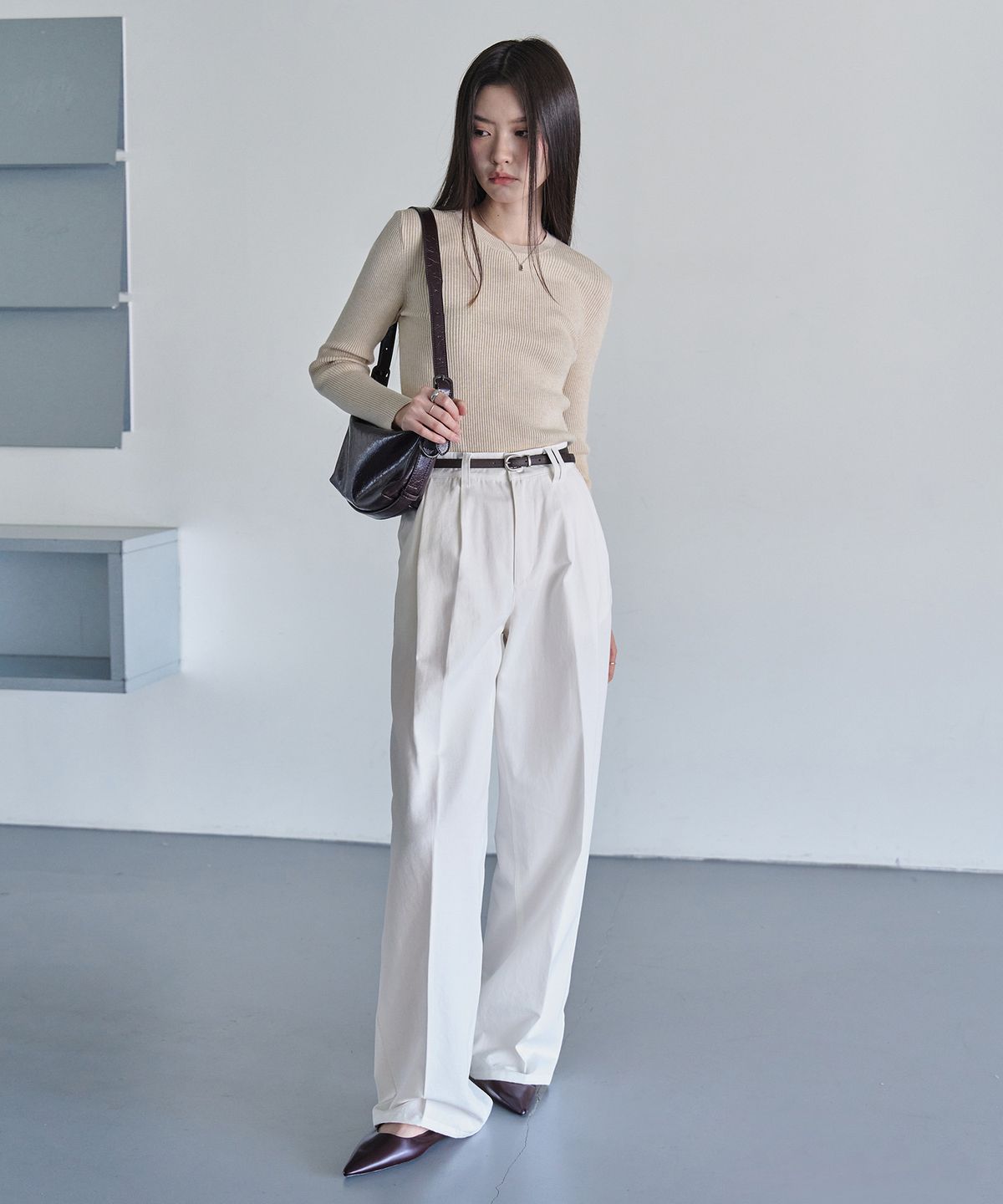 데케트 우먼(DECET WOMEN) 2Pleats Wide Pants DCWPT012Ivory