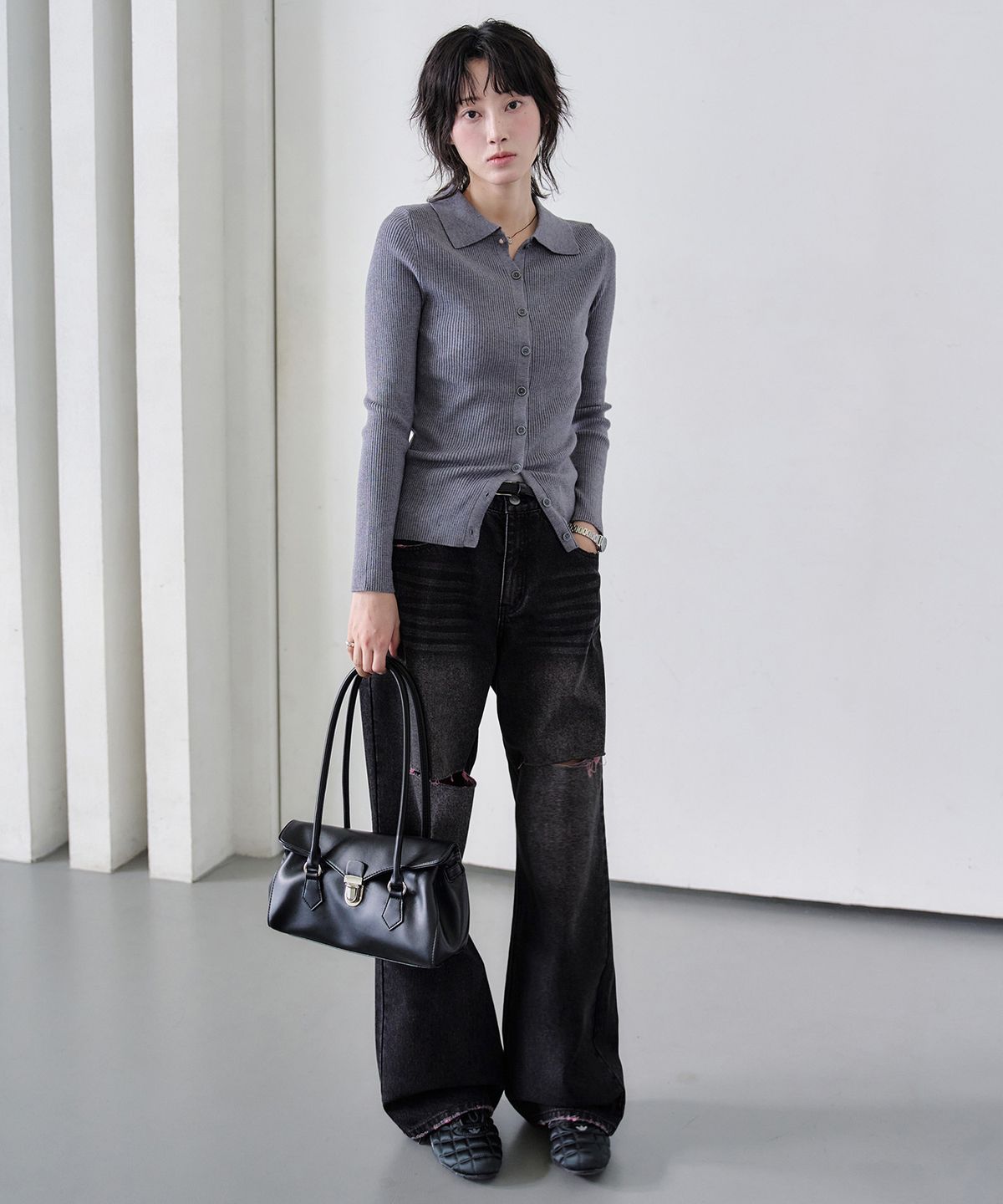 데케트 우먼(DECET WOMEN) Cut Wide Jeans DCWPT009BlackB