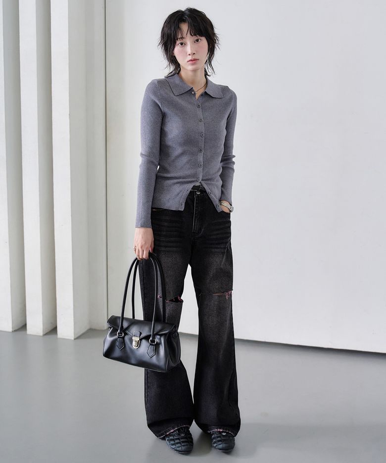 Cut Wide Jeans DCWPT009BlackB