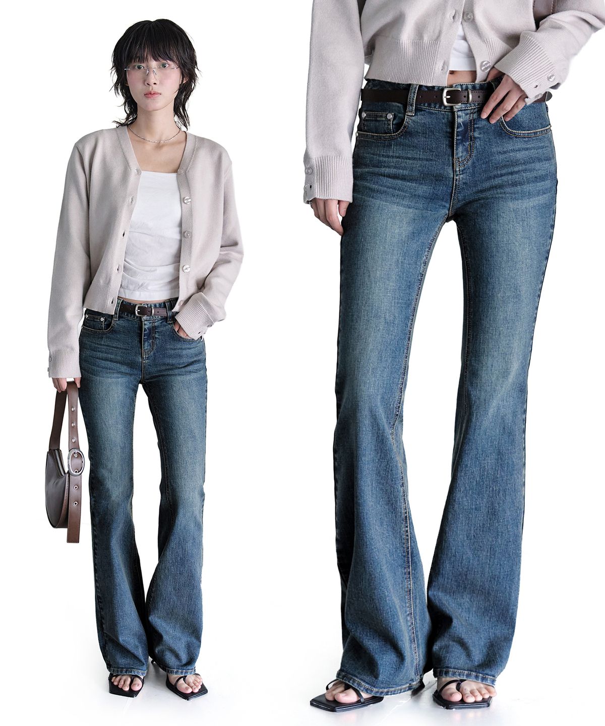 데케트 우먼(DECET WOMEN) Signature Slim Low Rise Flared Jeans DCWPT006BlueB