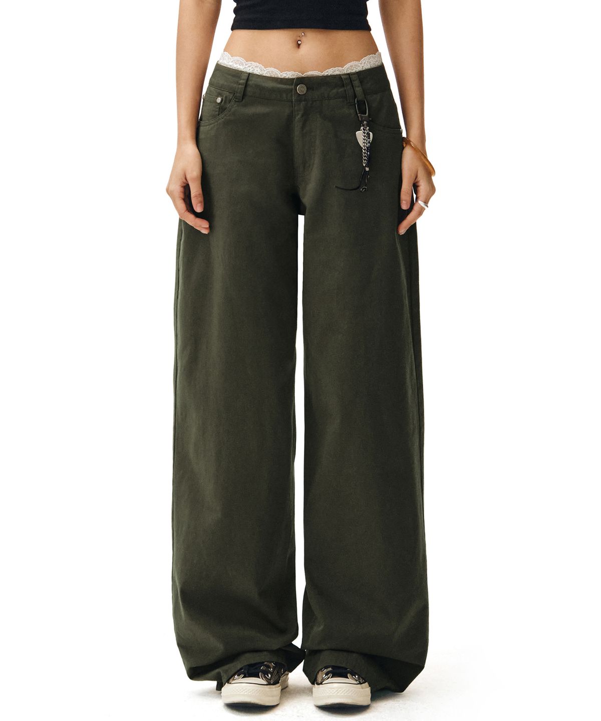 데케트 우먼(DECET WOMEN) Signature Low Rise Wide Jeans DCWPT004Khaki
