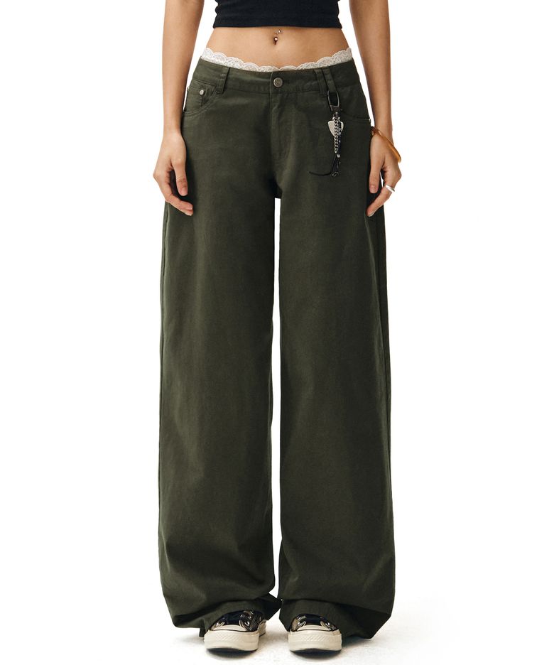 Signature Low Rise Wide Jeans DCWPT004Khaki