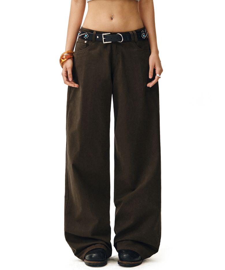 Signature Low Rise Wide Jeans DCWPT004Brown