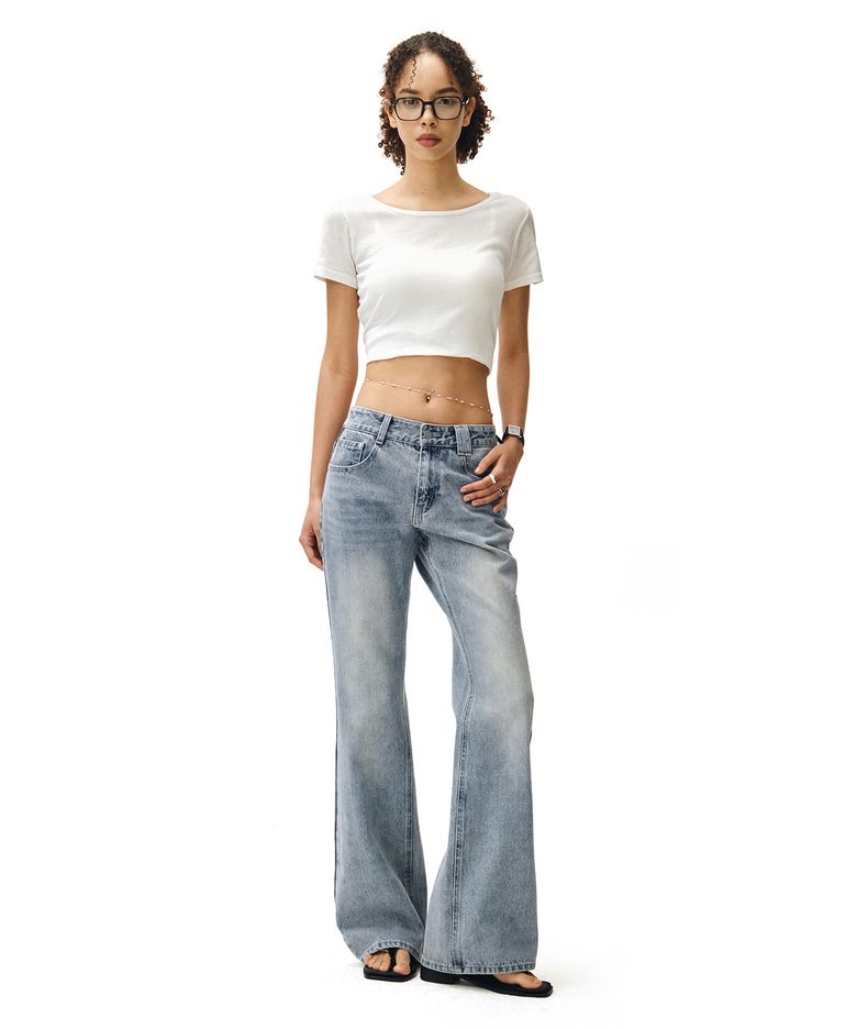 Signature Low Rise Semi Flared Jeans DCWPT003LBlueB